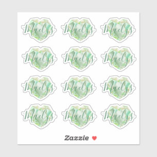   Voeg naam of monogram groen hart diamant smaragd Sticker