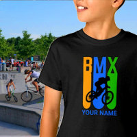 Voeg Naam of Tekst BMX Bike Rider Oranje Blue Gree