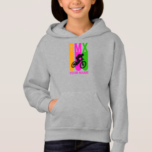 Voeg Naam of Tekst BMX Bike Rider Oranje Roze Groe
