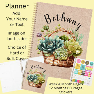 Voeg Naam of Tekst toe, Basket van Succulente Plan Planner