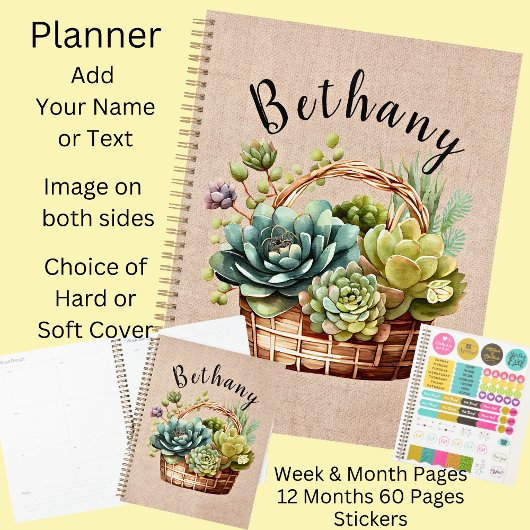 Voeg Naam of Tekst toe, Basket van Succulente Plan Planner