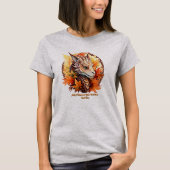 Voeg naam of tekst toe, draak met herfstbladeren t-shirt (Voorkant)