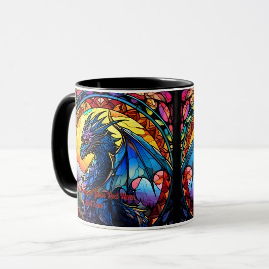 Voeg naam of tekst toe, Glas in lood Dragon Mok (Voorkant links)