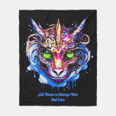 Voeg naam tekst, blauw roze fantasie draak groene fleece deken (Voorkant)