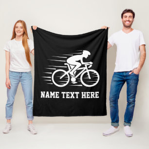 Voeg Naam/Tekst fietssnelheid Rider Racer White to Fleece Deken