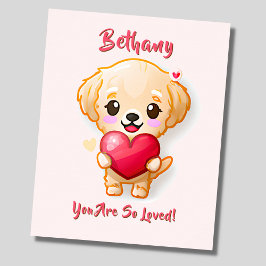 Voeg Naam Tekst Toe Gouden Retriever Puppy Hart Kr Poster