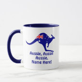 Voeg naam toe, Aussie Aussie, blauwe kangoeroe vla Mok (Links)