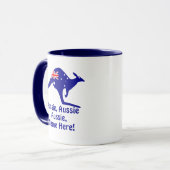 Voeg naam toe, Aussie Aussie, blauwe kangoeroe vla Mok (Voorkant links)