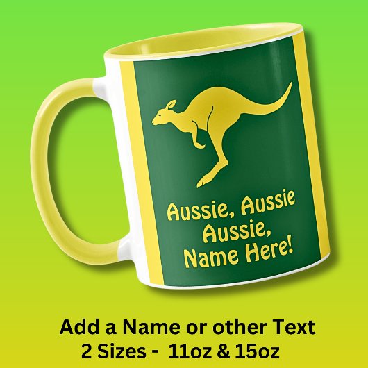 Voeg naam toe, Aussie Aussie Green Gold Kangoeroe Mok