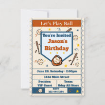 Voeg naam toe - Baseball Verjaardagsuitnodiging vo