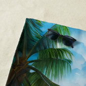 Voeg Naam toe, Beach Scène met Rode Bloemen Strandlaken (In situ)