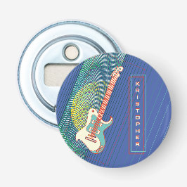 Voeg naam toe Cool Modern Blauwgroen & Blue Electr Button Flesopener