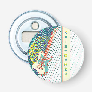 Voeg naam toe Cool Modern White & Blauwgroen Elect Button Flesopener