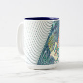 Voeg naam toe Cool Moderne Witte & Teal Elektrisch Tweekleurige Koffiemok (Voorkant links)