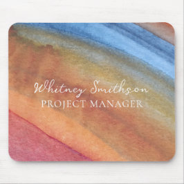 Voeg naam toe Eenvoudige Abstracte Bruine & Blauwe Muismat