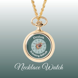 Voeg naam toe floral introvert solitude green horloge