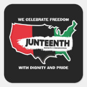 Voeg Naam toe geef Tekst USA Map Juneteenth T-Shir Vierkante Sticker (Voorkant)