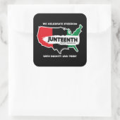 Voeg Naam toe geef Tekst USA Map Juneteenth T-Shir Vierkante Sticker (Tas)