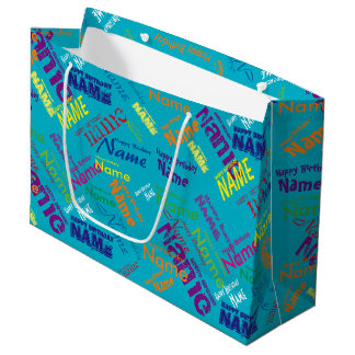 Voeg naam toe, Happy Birthday Large Gift Bag Groot Cadeauzakje