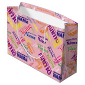 Voeg naam toe, Happy Birthday Large Gift Bag Groot Cadeauzakje (Achterkant Gekanteld)