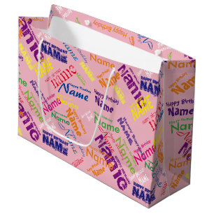 Voeg naam toe, Happy Birthday Large Gift Bag Groot Cadeauzakje