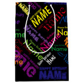 Voeg Naam toe, Happy Birthday Medium Gift Bag Medium Cadeauzakje (Voorkant)