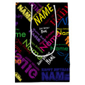 Voeg Naam toe, Happy Birthday Medium Gift Bag Medium Cadeauzakje (Achterkant)