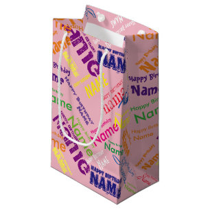 Voeg naam toe, Happy Birthday Small Gift Bag Klein Cadeauzakje