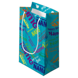 Voeg naam toe, Happy Birthday Small Gift Bag Klein Cadeauzakje