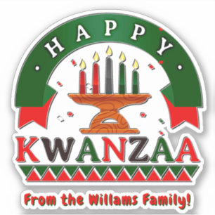 Voeg naam toe, Happy Kwanzaa Red Black Green Candl Sticker