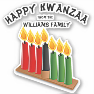 Voeg naam toe, Happy Kwanzaa Red Yellow Green Cand Sticker