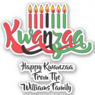 Voeg naam toe, Happy Kwanzaa, Seven Candles Kiss C Sticker
