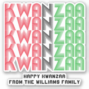 Voeg Naam toe, Kwanzaa Herhalende Tekstwoorden Kis Sticker