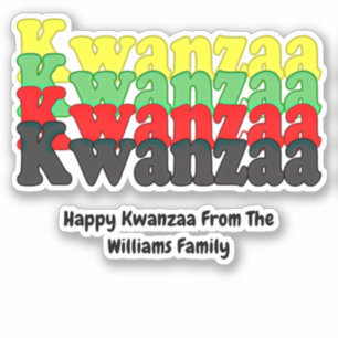 Voeg Naam toe, Kwanzaa Stapelde Woorden, Kiss Cut Sticker