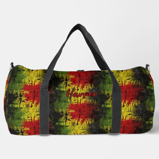 Voeg naam toe, Rood Geel Groen Zwart Verf Plunjezak (Voorkant)