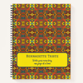 Voeg naam toe Rood Geel Sinaasappel Uil Geïnspiree Notitieboek