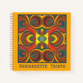 Voeg naam toe Rood Geel Sinaasappel Uil Geïnspiree Notitieboek