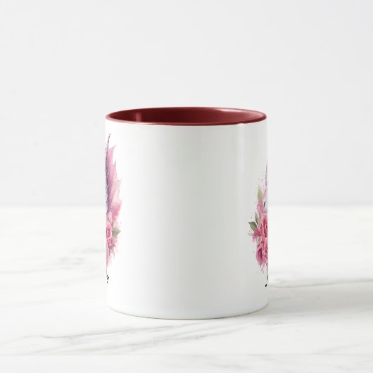 Voeg naam toe, Roze Draak met Bloemen Mok (Midden)