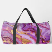 Voeg naam toe Roze Paarse Goud Marbled Plunjezak (Voorkant)