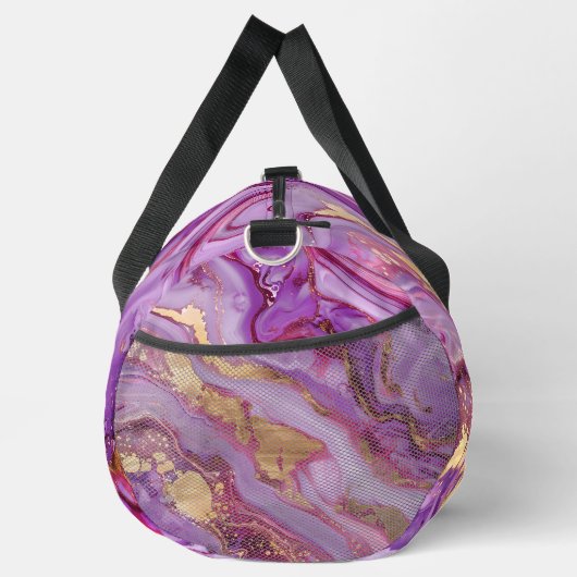 Voeg naam toe Roze Paarse Goud Marbled Plunjezak (Rechts)