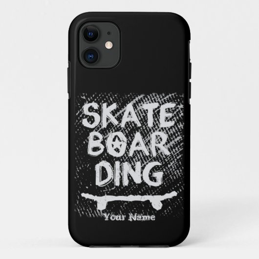Voeg Naam toe Scratched Skateboarding Case-Mate iPhone Case (Achterkant)