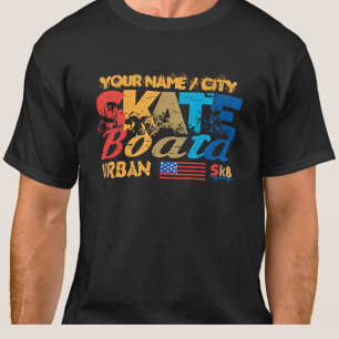 Voeg Naam toe Skateboard Urban SK8 Distress Skateb T-shirt