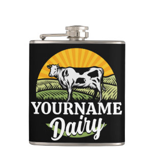 VOEG NAAM TOE Sunset Dairy Farm Grazende Holstein Heupfles