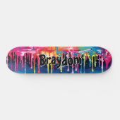 Voeg naam toe, verfdruppelgraffiti skateboard (Horizontaal)