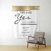 Voeg naam toe Ze heeft ja gezegd Goud Glitter Trou Wandkleed (In situ)