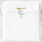 Voeg naam toe Ze heeft ja gezegd Gouden glitter ve Vierkante Sticker (Tas)