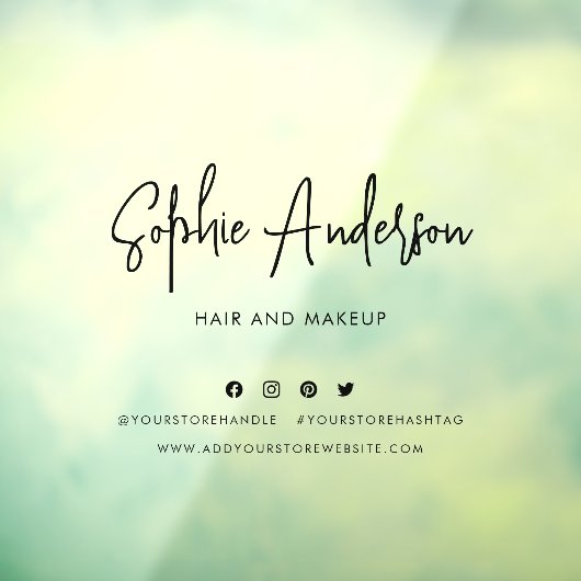 Voeg Naam Trendy Modern Script Social Media toe Raamsticker (Vel 3)