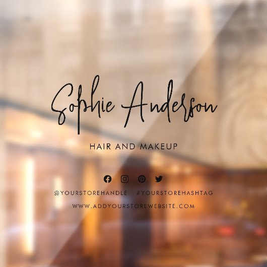 Voeg Naam Trendy Modern Script Social Media toe Raamsticker (Vel 2)