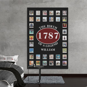Voeg naamjaar en foto's vanaf geboorte canvas afdr afdruk