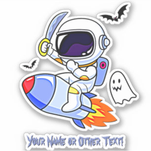 Voeg naamloze astronaut Riding Rocket Ghost Bats t Sticker
